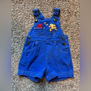 Vintage kids overall shorts colorful frog embroidery